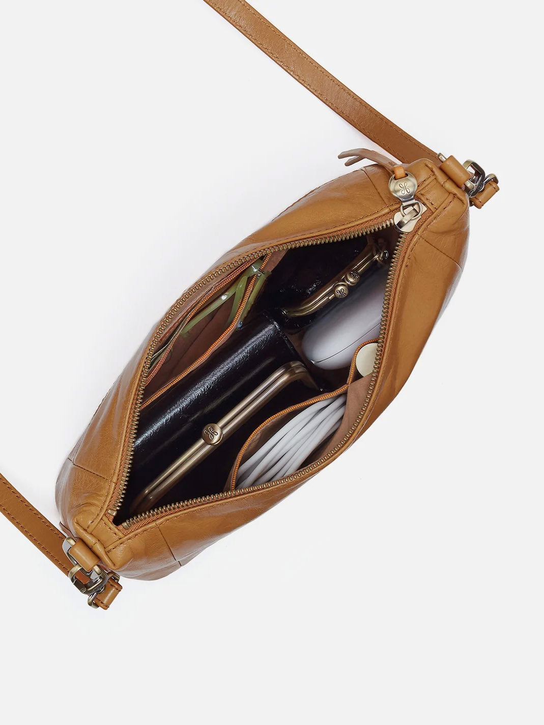 HOBO Darcy Polished Leather Carry-All Crossbody in Natural