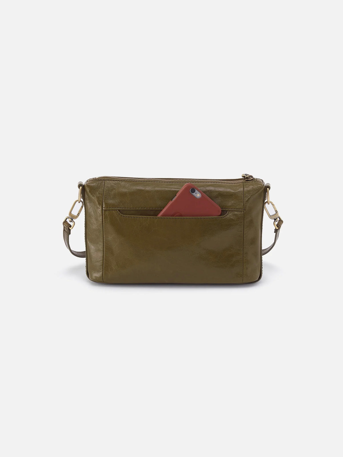 HOBO Darcy Polished Leather Carry-All Crossbody in Olive Veil