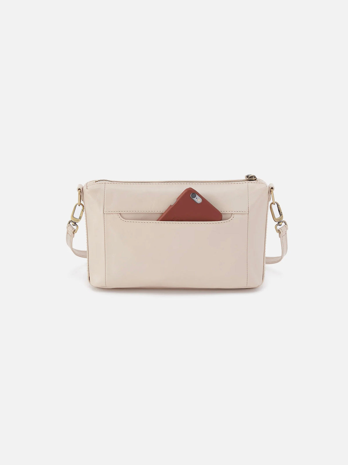 HOBO Darcy Polished Leather Carry-All Crossbody in Pale Flax