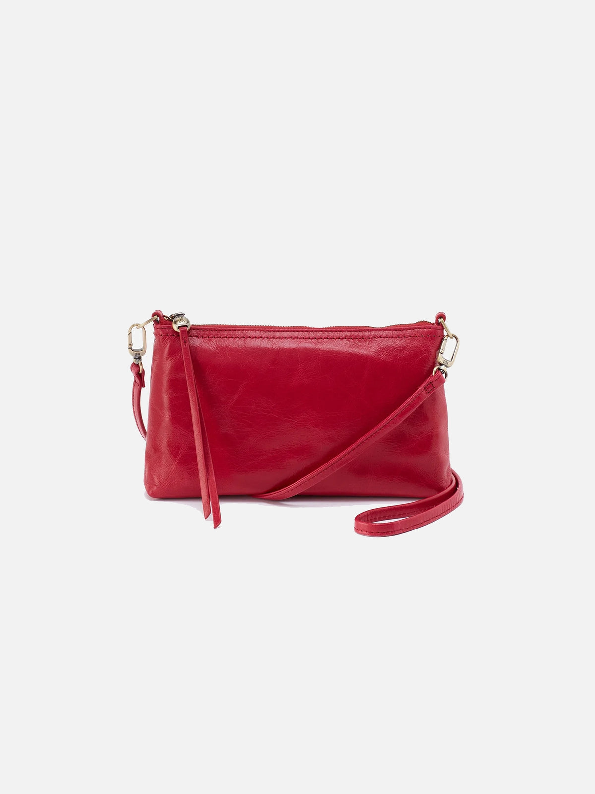 hobo darcy convertible 3-way crossbody bag in claret red polished leather