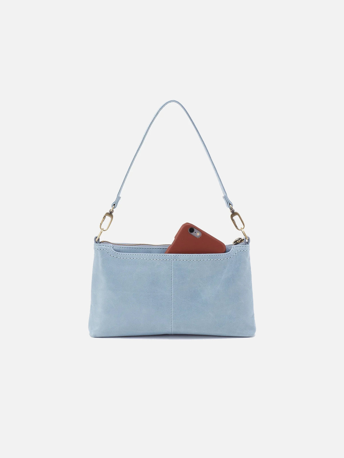 hobo darcy convertible 3-way crossbody bag in light blue cornflower polished leather