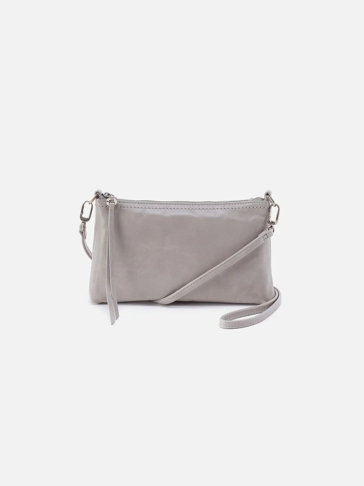 hobo darcy convertible 3-way crossbody bag in light grey polished leather