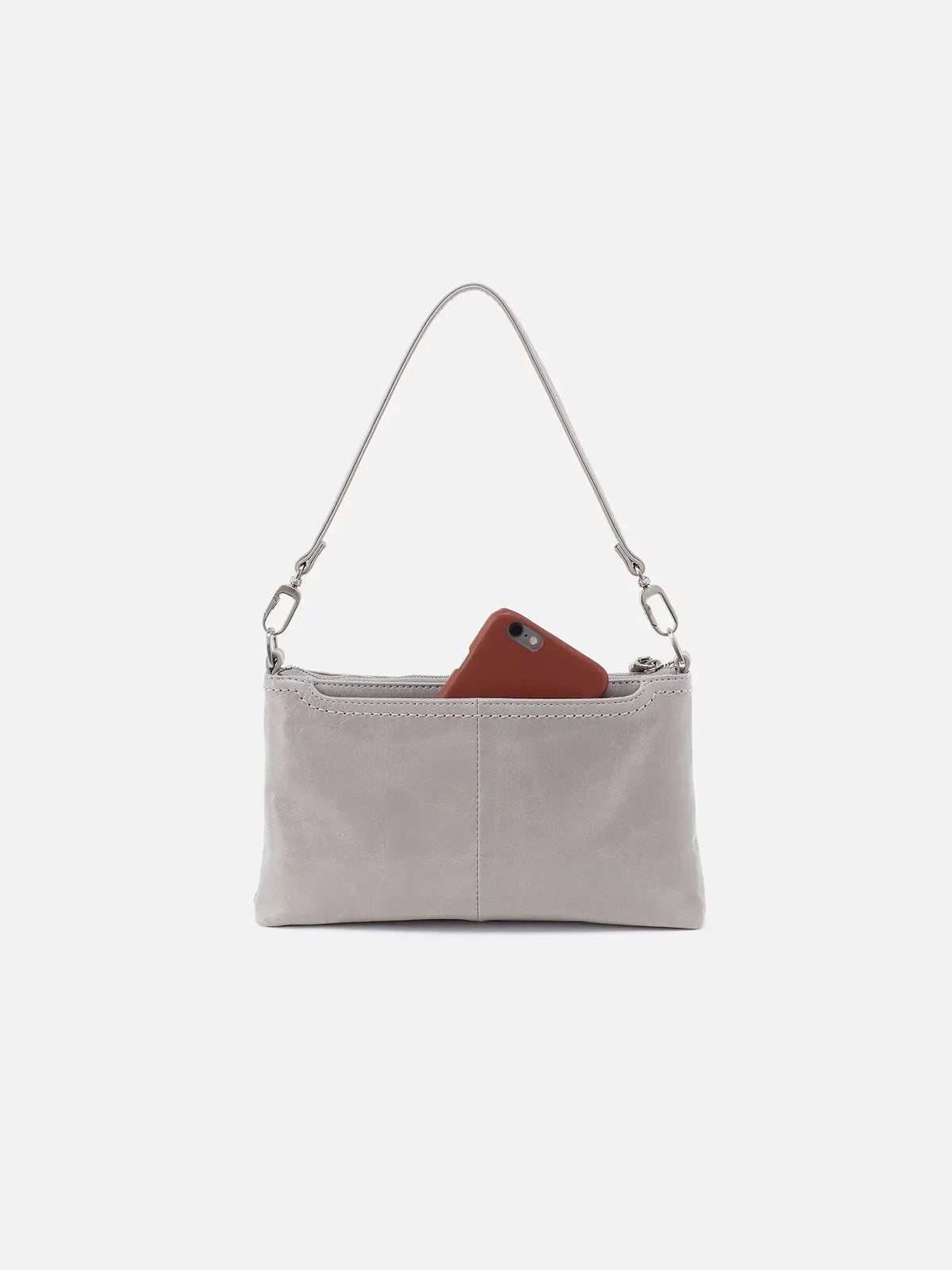 hobo darcy convertible 3-way crossbody bag in light grey polished leather