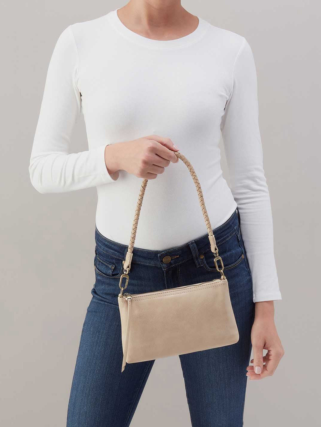 HOBO Darcy Crossbody in Frosted Pearl Buffed Leather