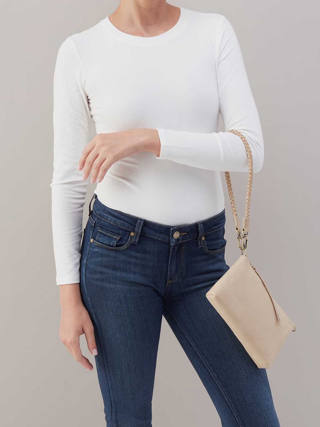 HOBO Darcy Crossbody in Frosted Pearl Buffed Leather