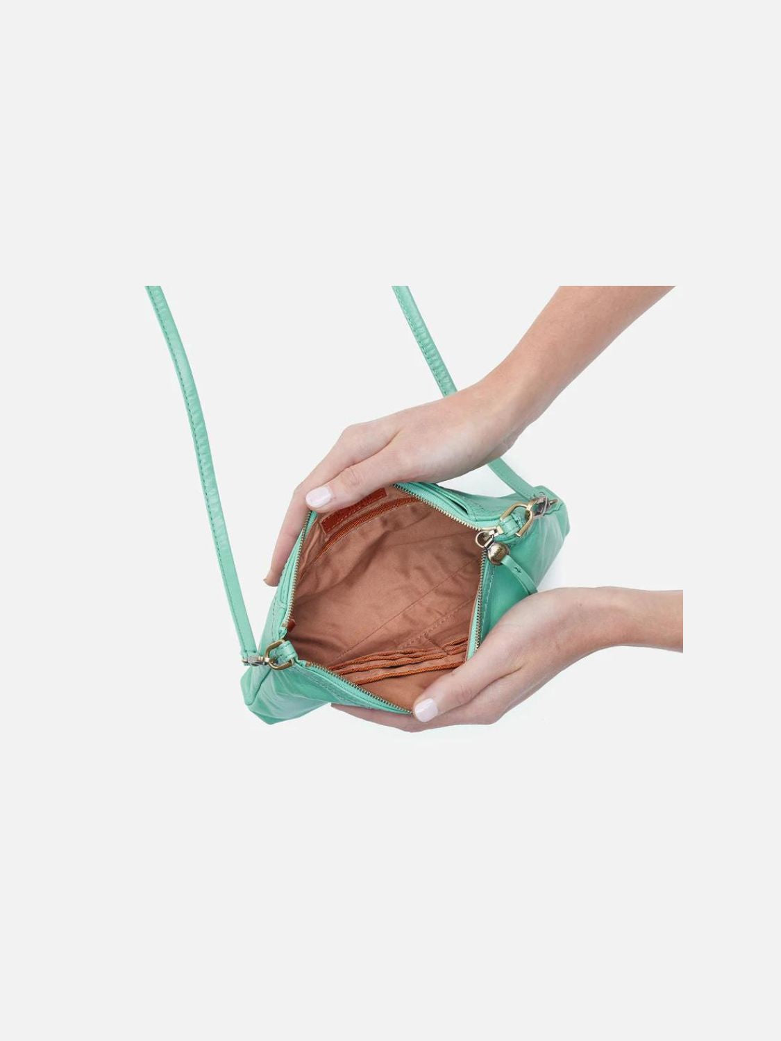 hobo darcy crossbody polished leather in seaglass-inside