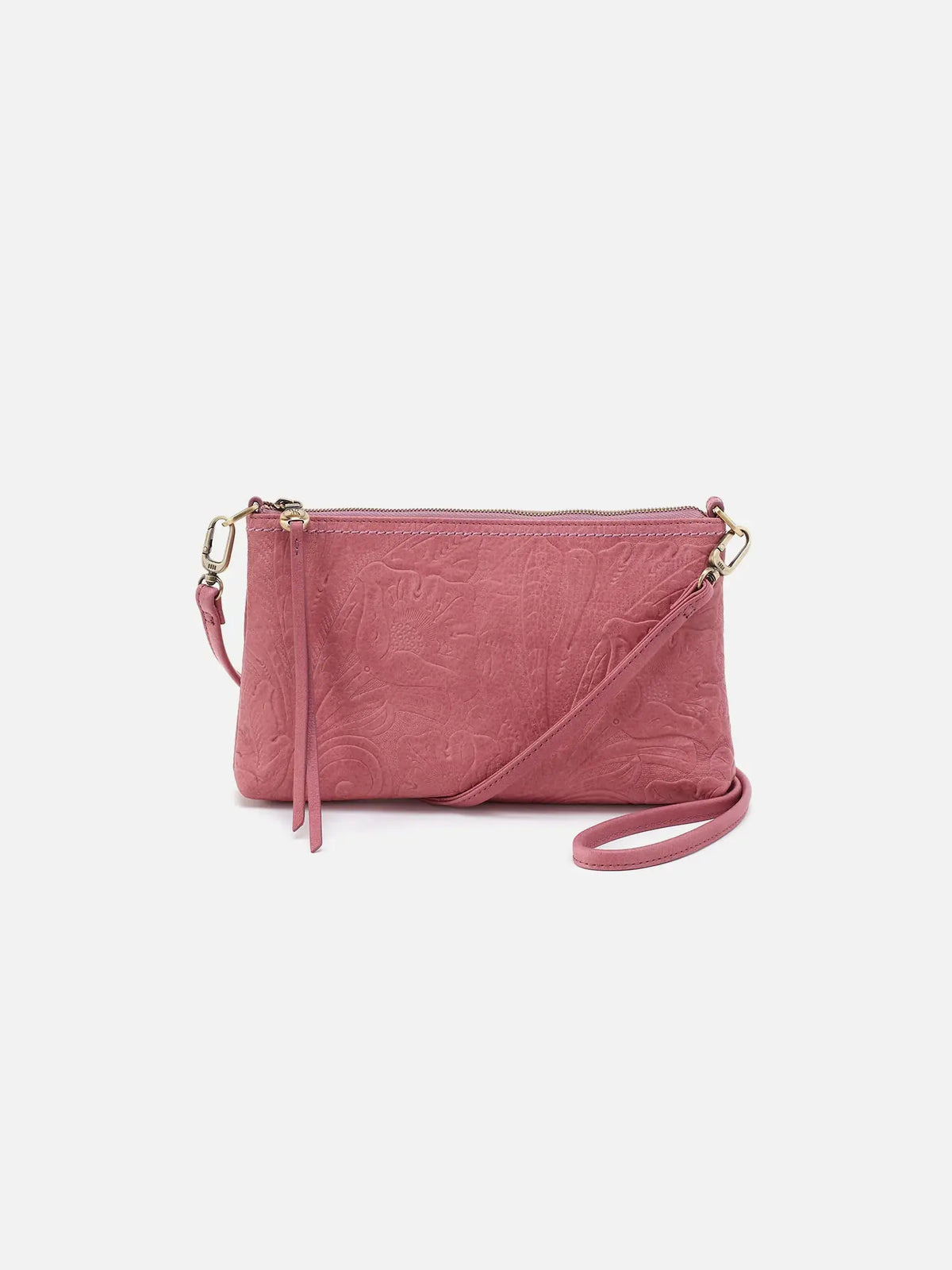 HOBO Darcy Embossed Leather Crossbody Mauve Tooled