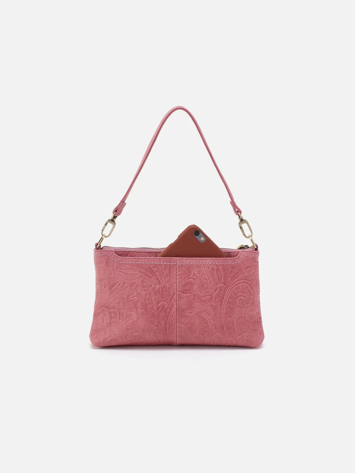 HOBO Darcy Embossed Leather Crossbody Mauve Tooled