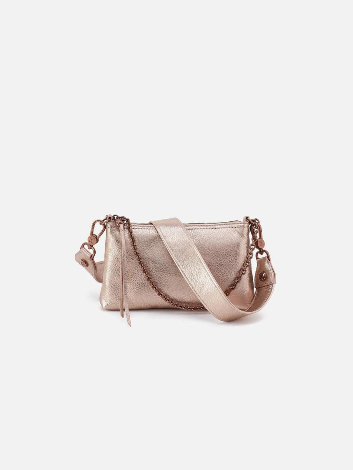 hobo darcy metallic luxe crossbody in pink gold metallic-front