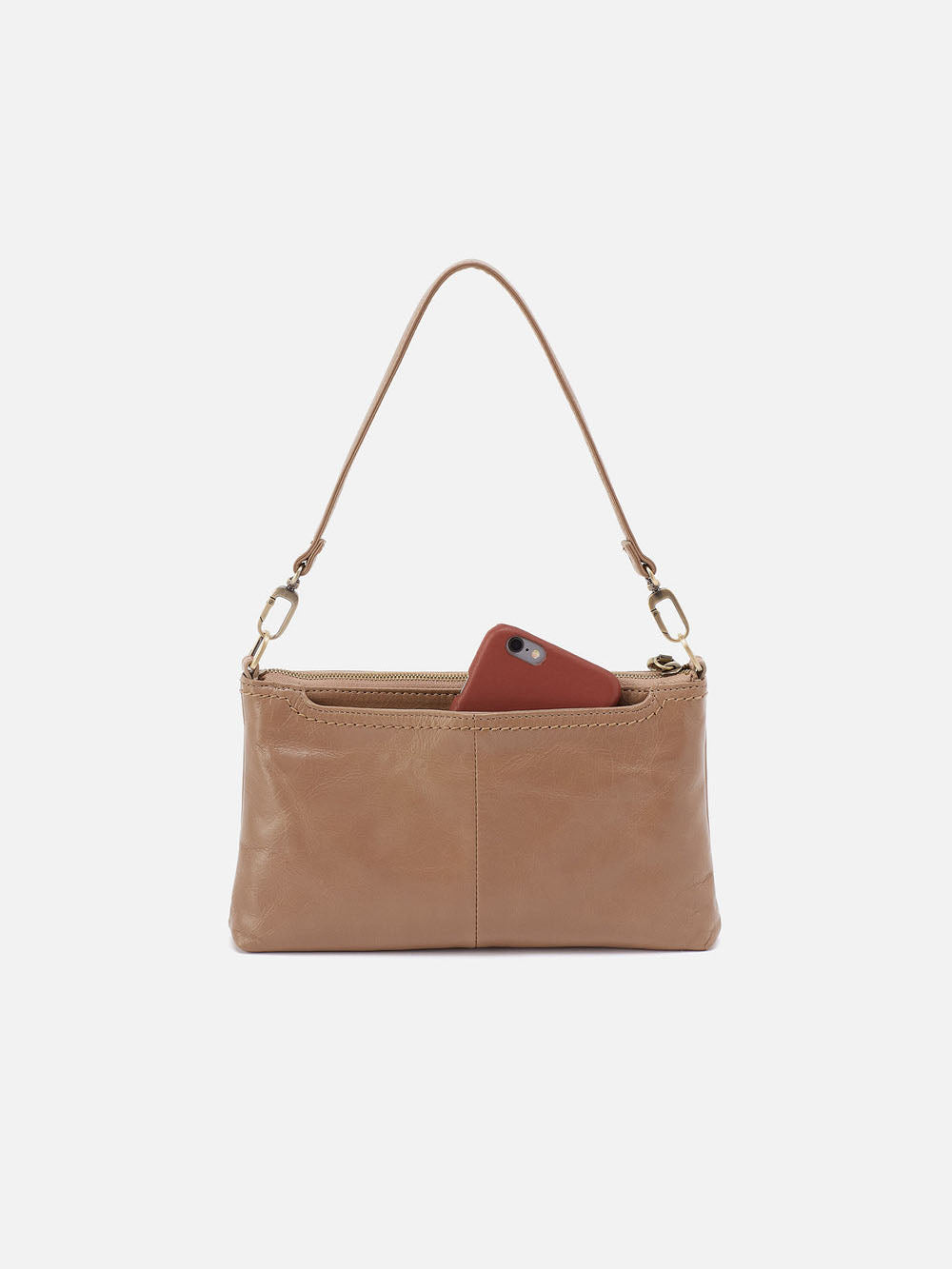 HOBO Darcy Polished Leather Crossbody Cashmere