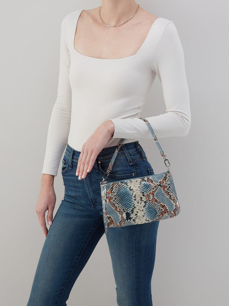 HOBO Darcy Printed Leather Crossbody Blue Tempest