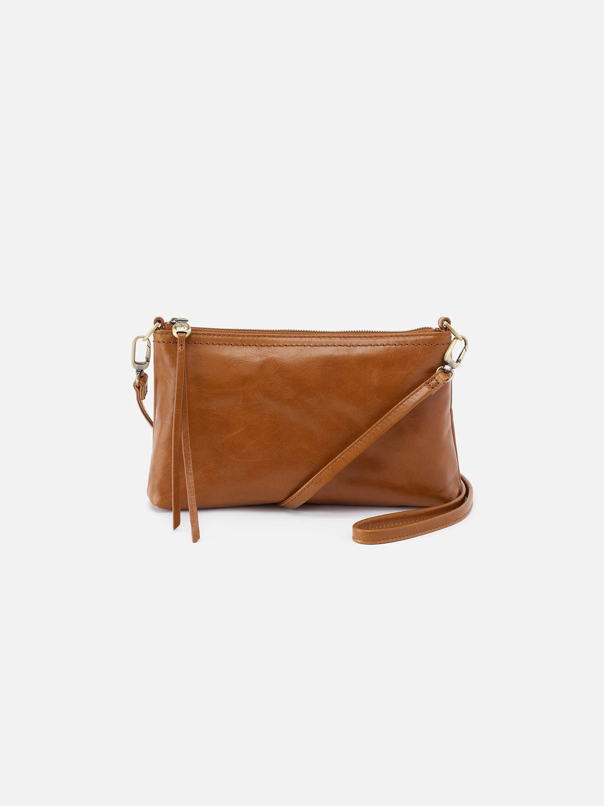 HOBO Darcy Polished Leather Crossbody in Truffle
