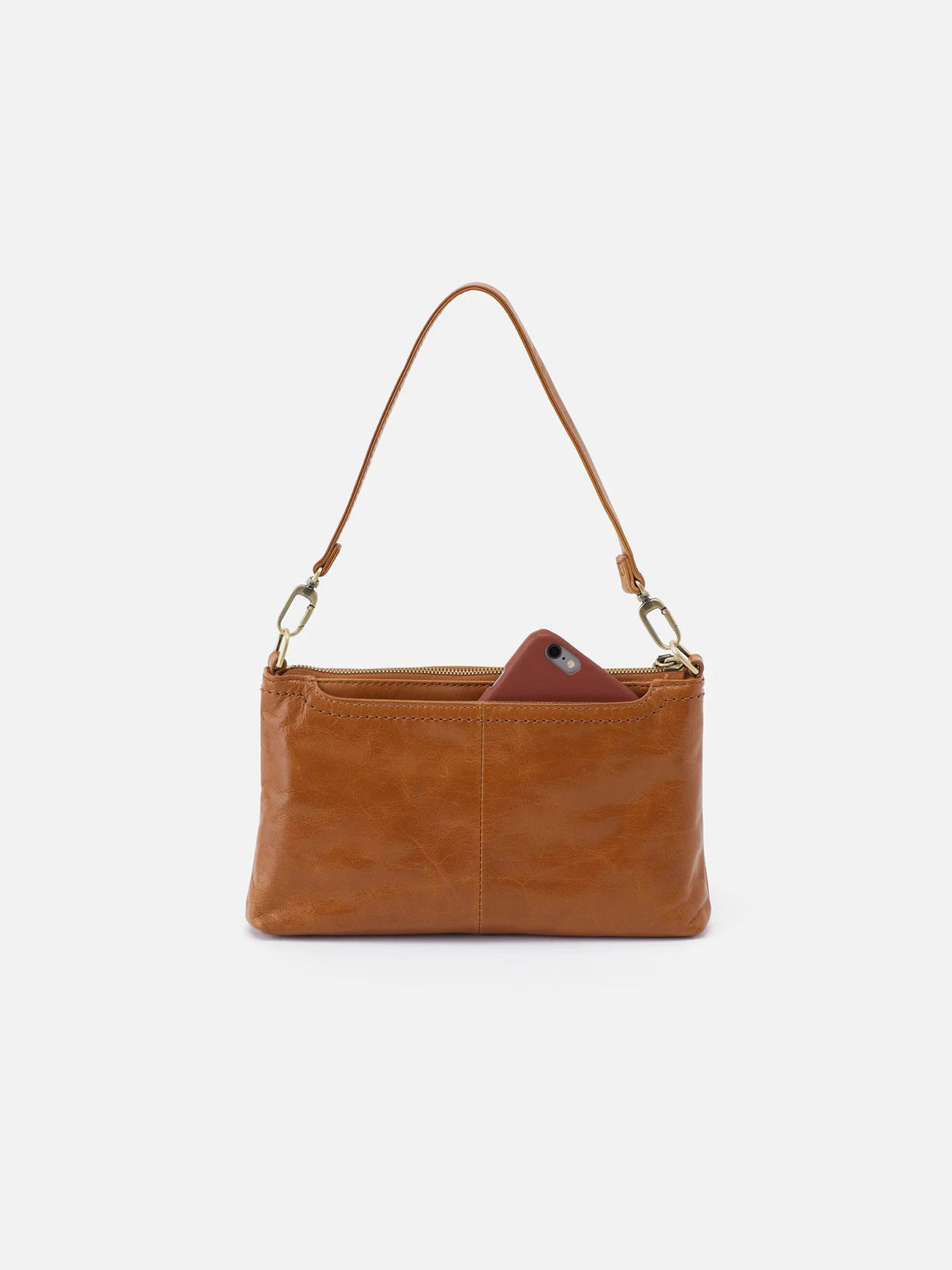 HOBO Darcy Polished Leather Crossbody in Truffle