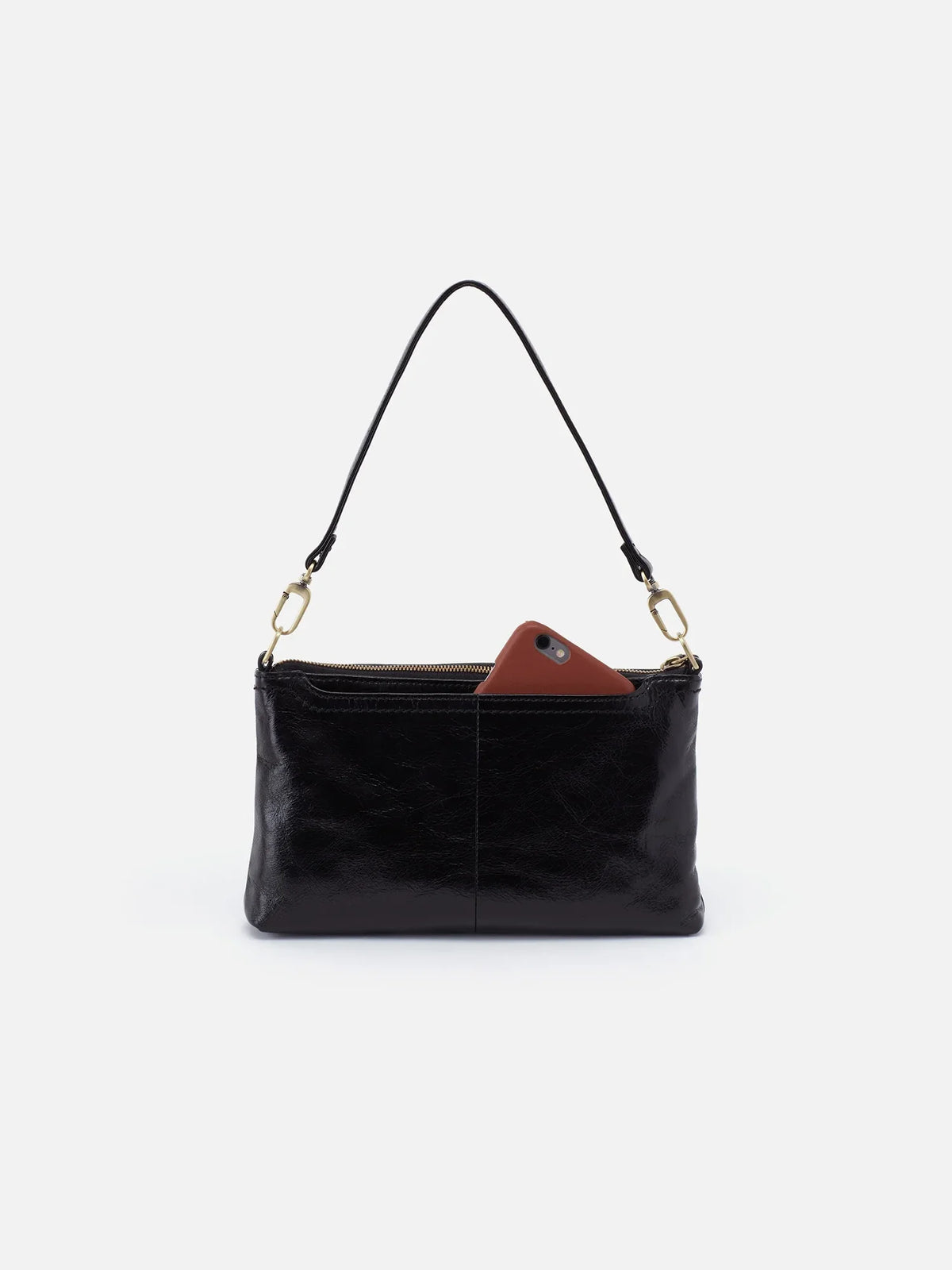 HOBO Darcy Polished Leather Crossbody Black