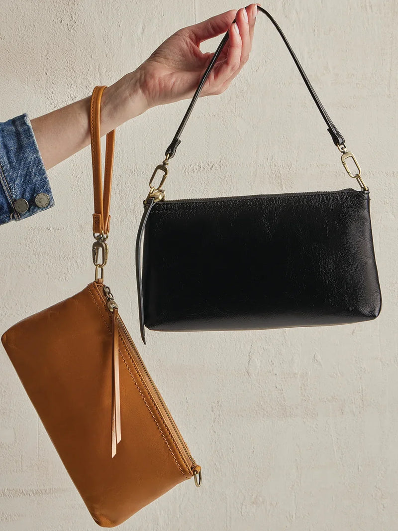 HOBO Darcy Polished Leather Crossbody Black