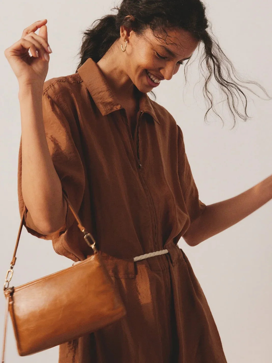 HOBO Darcy Polished Leather Crossbody Truffle