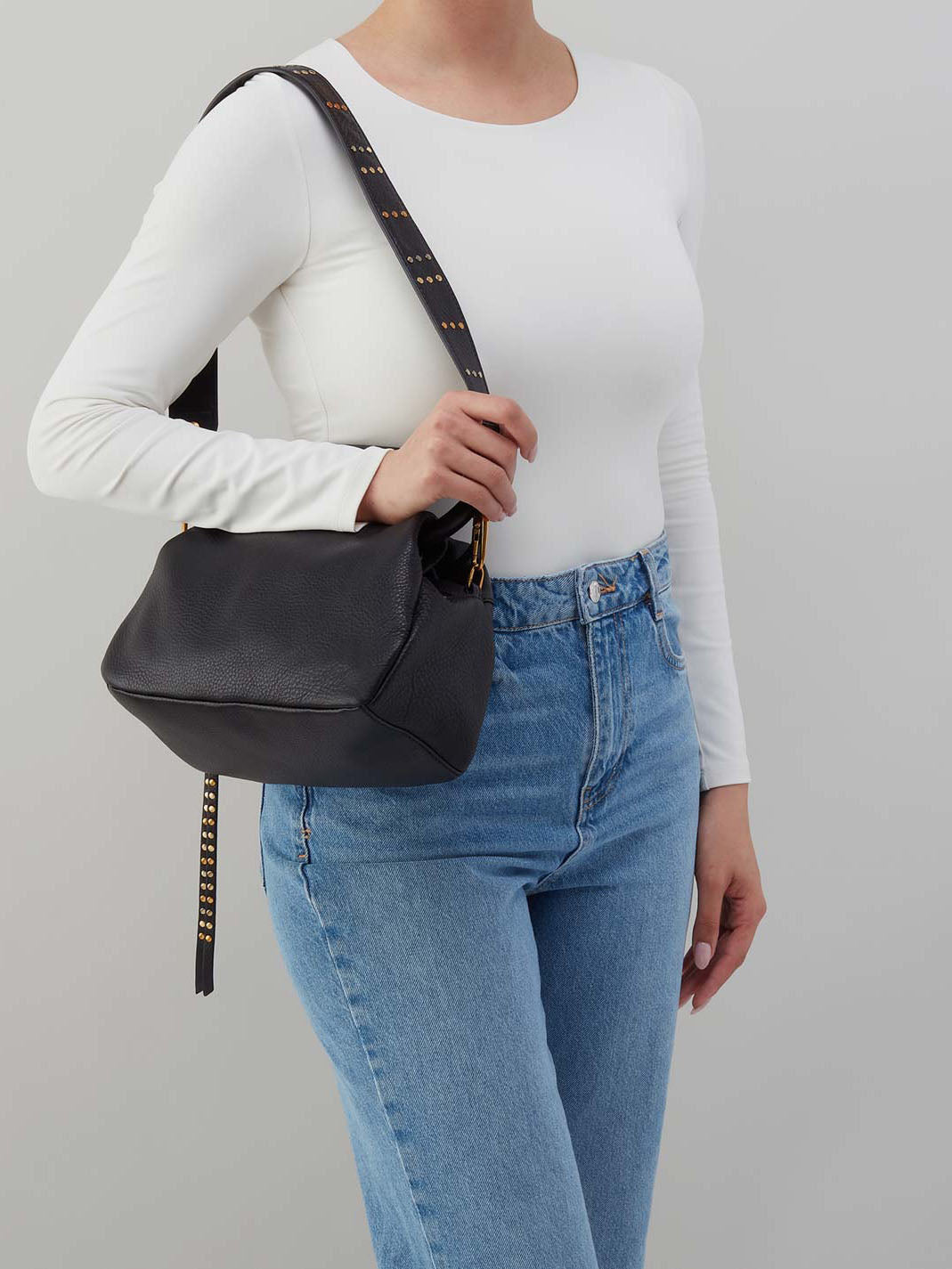 HOBO Darling Small Satchel Black Pebbled Leather