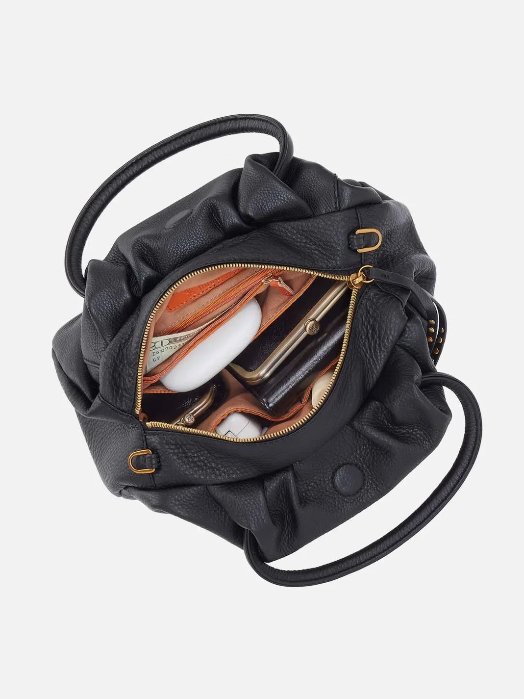 HOBO Darling Small Satchel Black Pebbled Leather