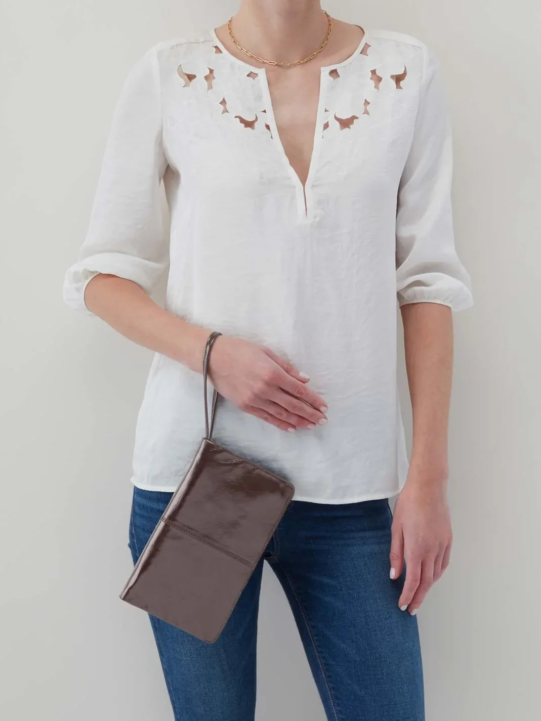 HOBO Evolve Wristlet Polished Leather Hearthstone
