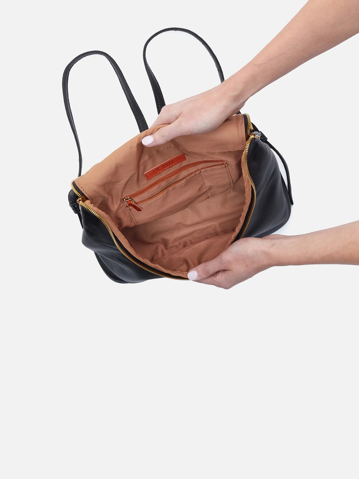 hobo fern backpack in black pebbled leather