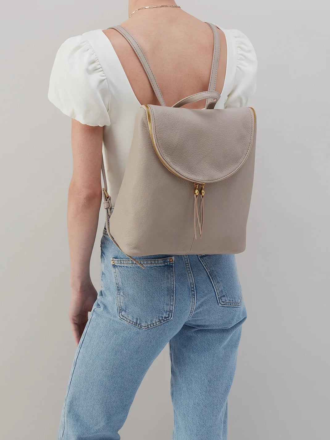 hobo fern backpack in taupe pebbled leather