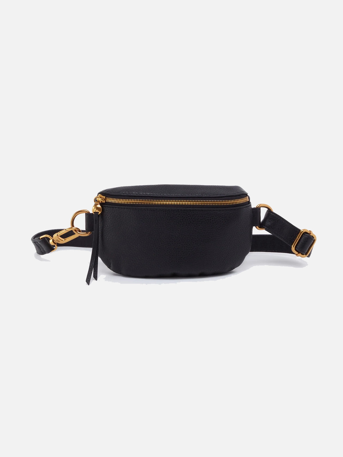 hobo fern belt bag in black pebbled leather