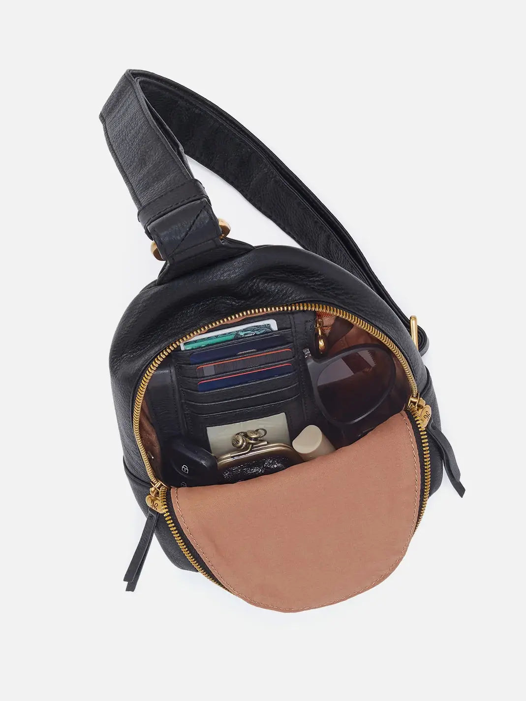 HOBO Fern Pebbled Leather Sling Bag Birch with Bandana Webbing Strap