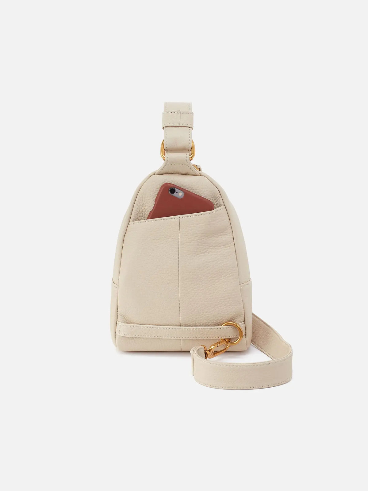 HOBO Fern Pebbled Leather Sling Bag Birch with Bandana Webbing Strap