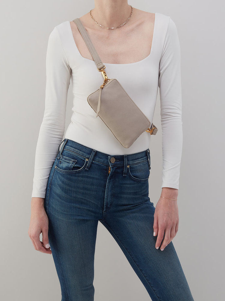 HOBO Fern Pebbled Leather Slim Belt Bag Taupe