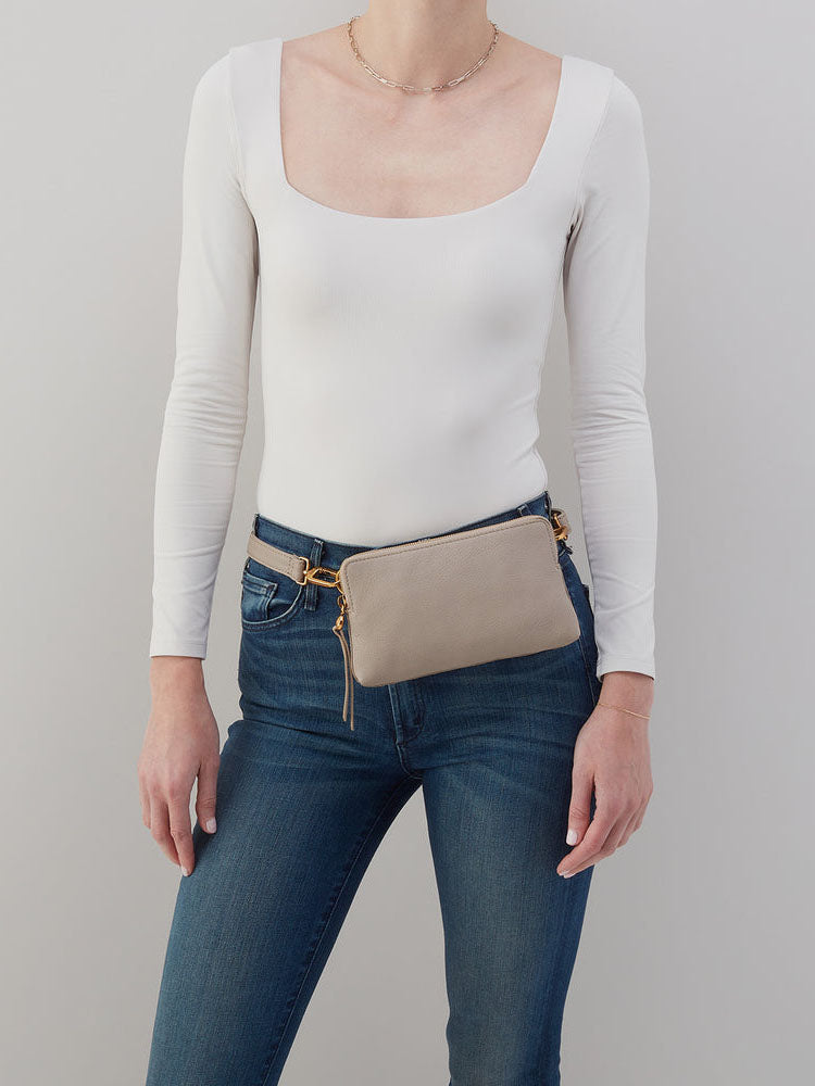 HOBO Fern Pebbled Leather Slim Belt Bag Taupe