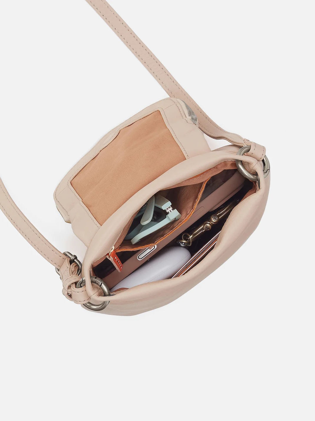 HOBO Fern Zip-Flap Crossbody in Pebbled Leather Stonewash