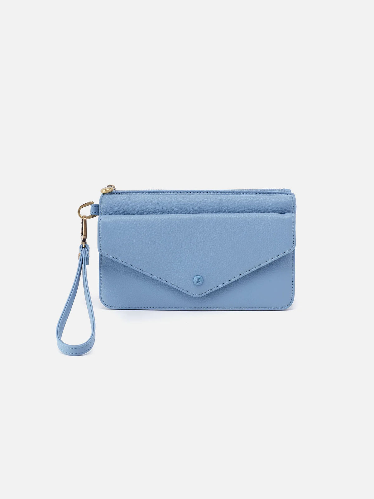 HOBO Goldie Pebbled Leather Wristlet in Seabreeze