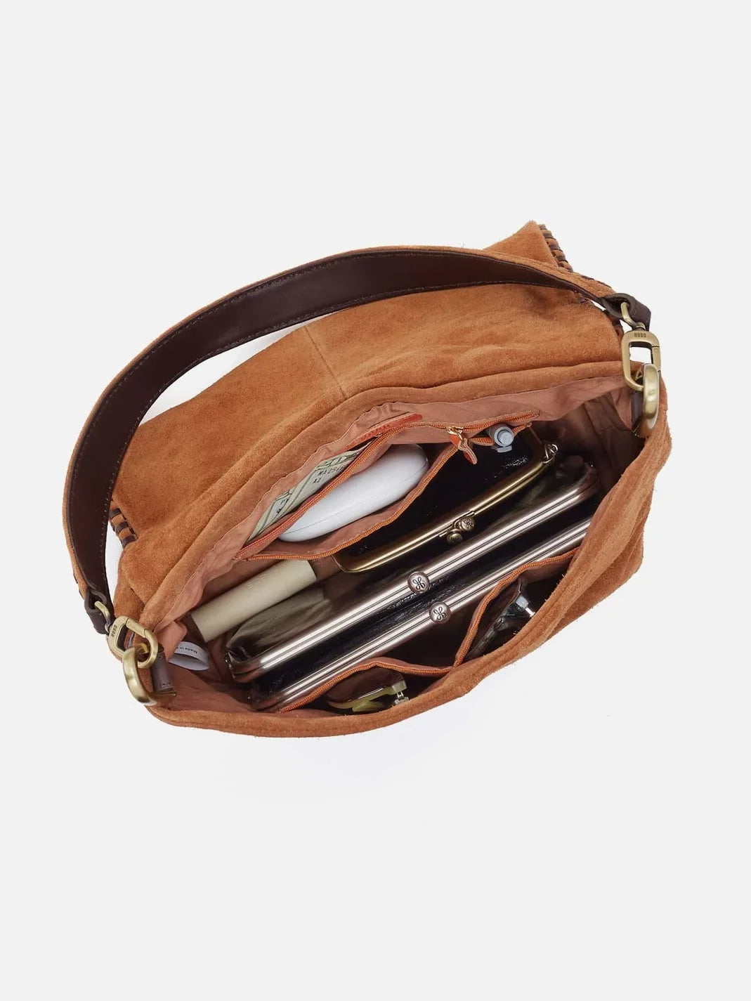 HOBO Harley Convertible Shoulder Bag Oak Barrel Suede Leather