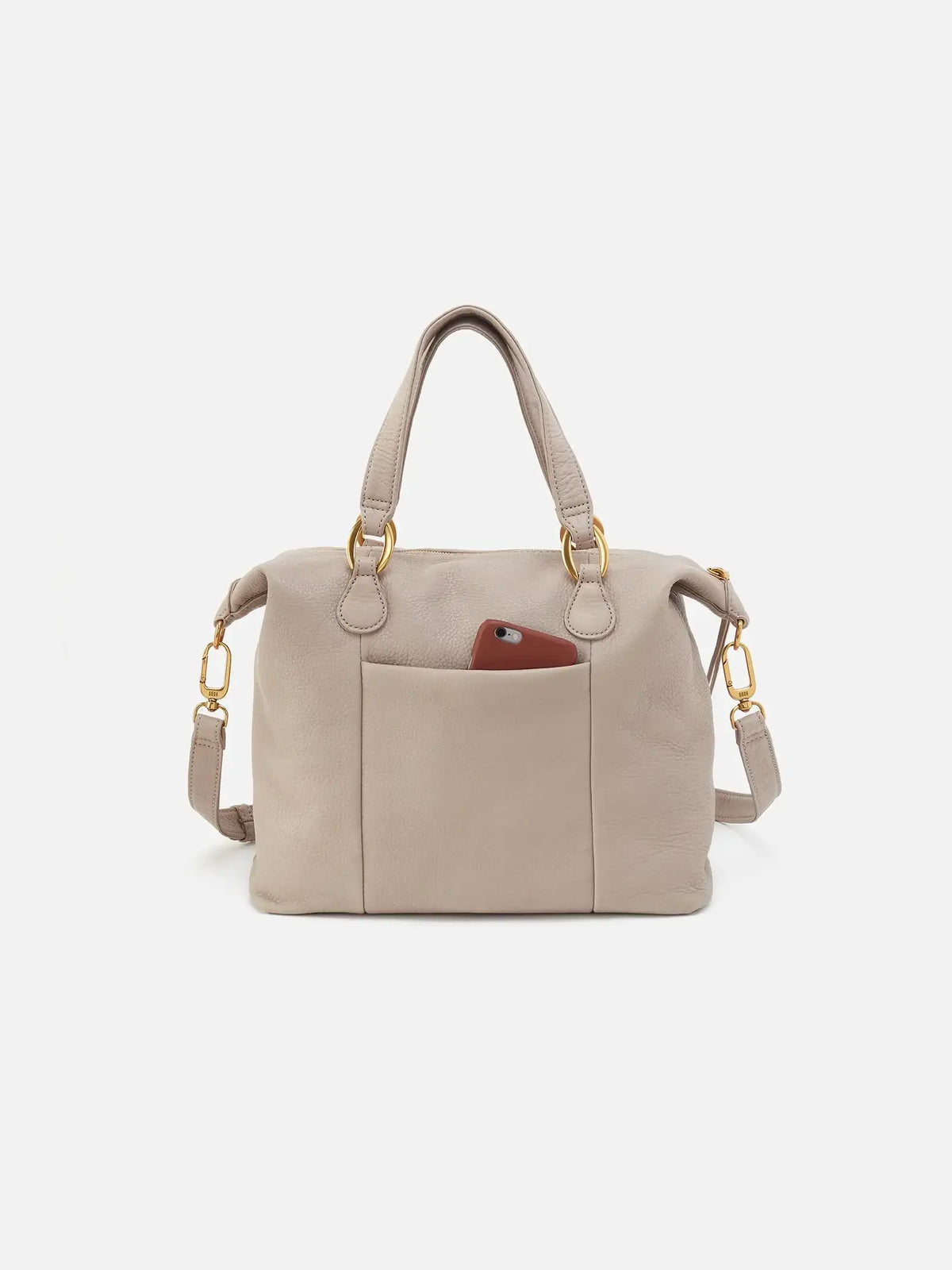 HOBO Harley Pebbled Leather Satchel in Taupe