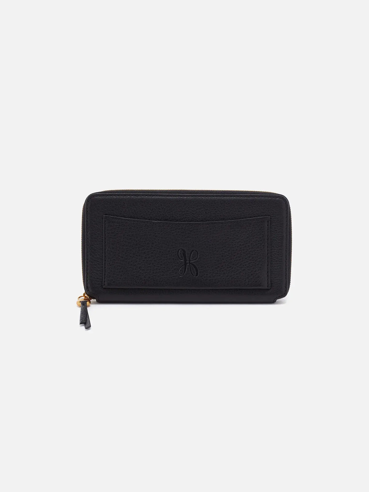 HOBO Hart Pebbled Leather Large Wallet in Black