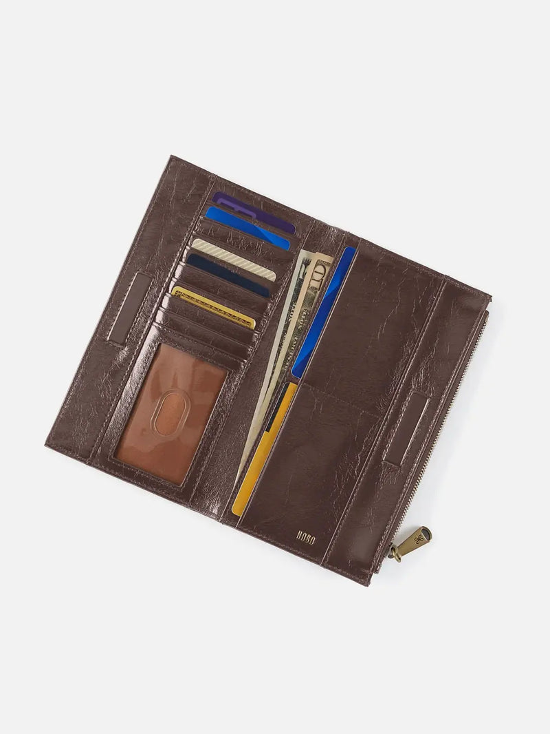 HOBO Jill Large Bifold Wallet Polished Leather Hearthstone