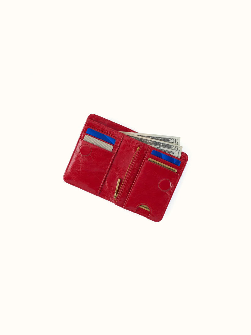 HOBO Jill Polished Leather Bifold Wallet true red