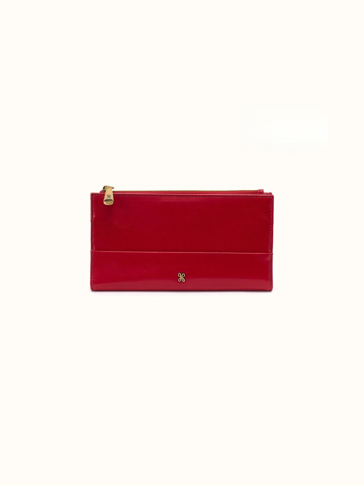 HOBO Jill Large Polished Leather Bifold Wallet true red 
