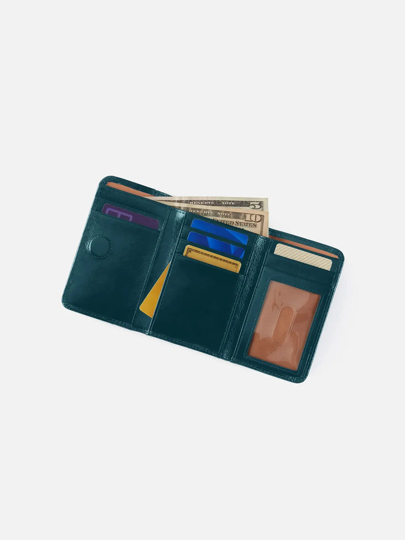 HOBO Jill Trifold Wallet Polished Leather Wild Bluegrass