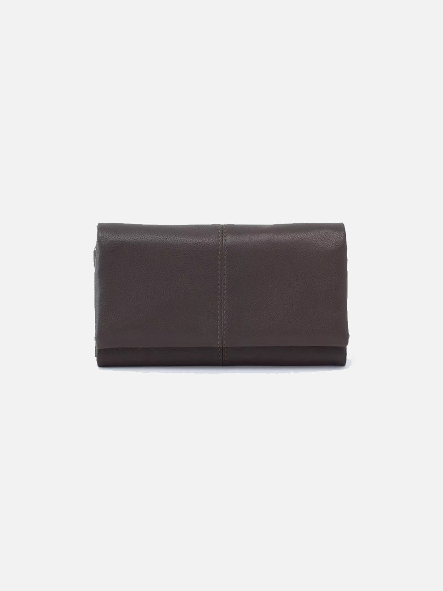 hobo keen continental wallet in slate grey velvet pebbled hide