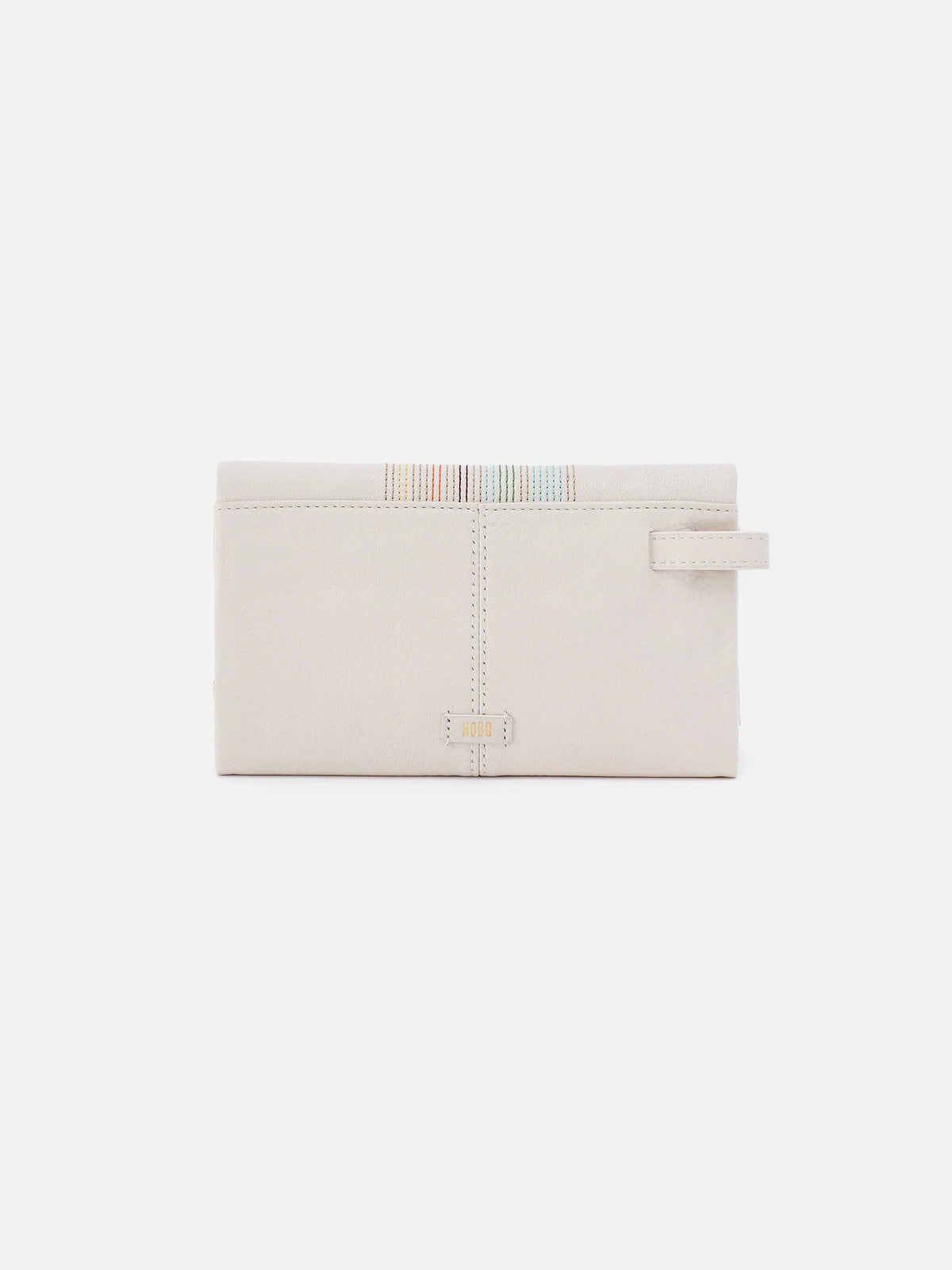 hobo keen pebbled leather stitch wallet in mutli white