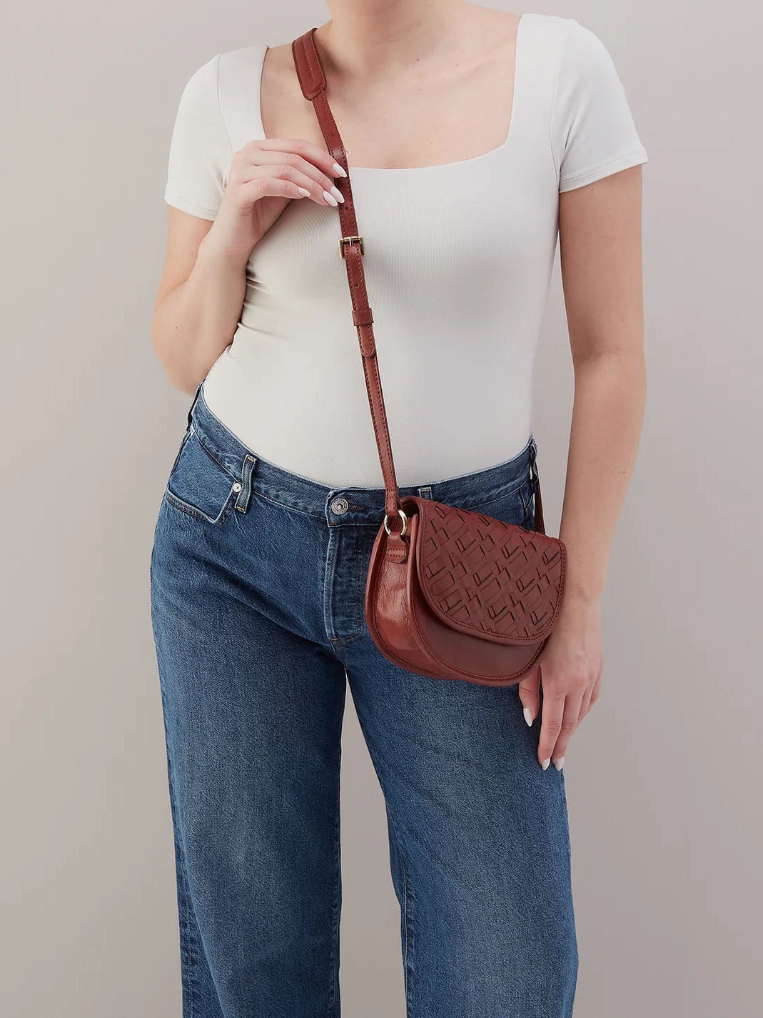 HOBO Kiva Small Crossbody in Chestnut Washed Leather