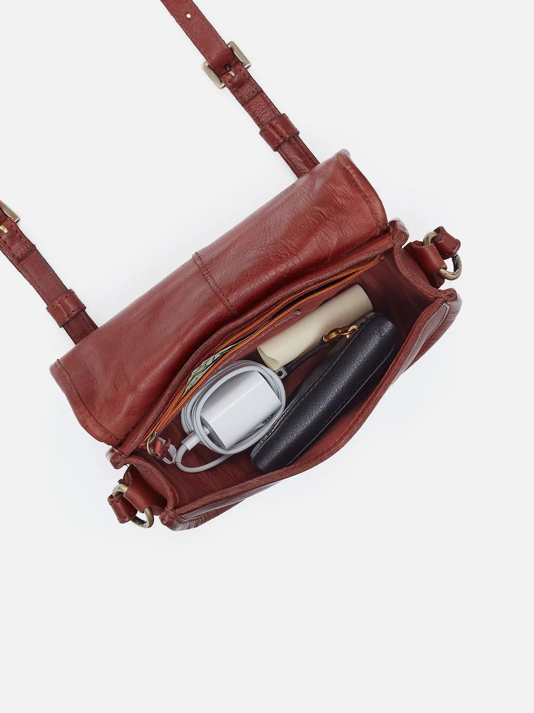 HOBO Kiva Small Crossbody in Chestnut Washed Leather