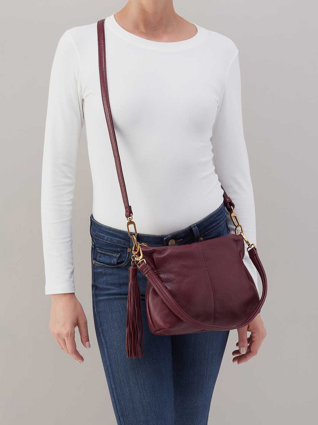 HOBO Kori Pebbled Leather Crossbody Mulberry Glaze