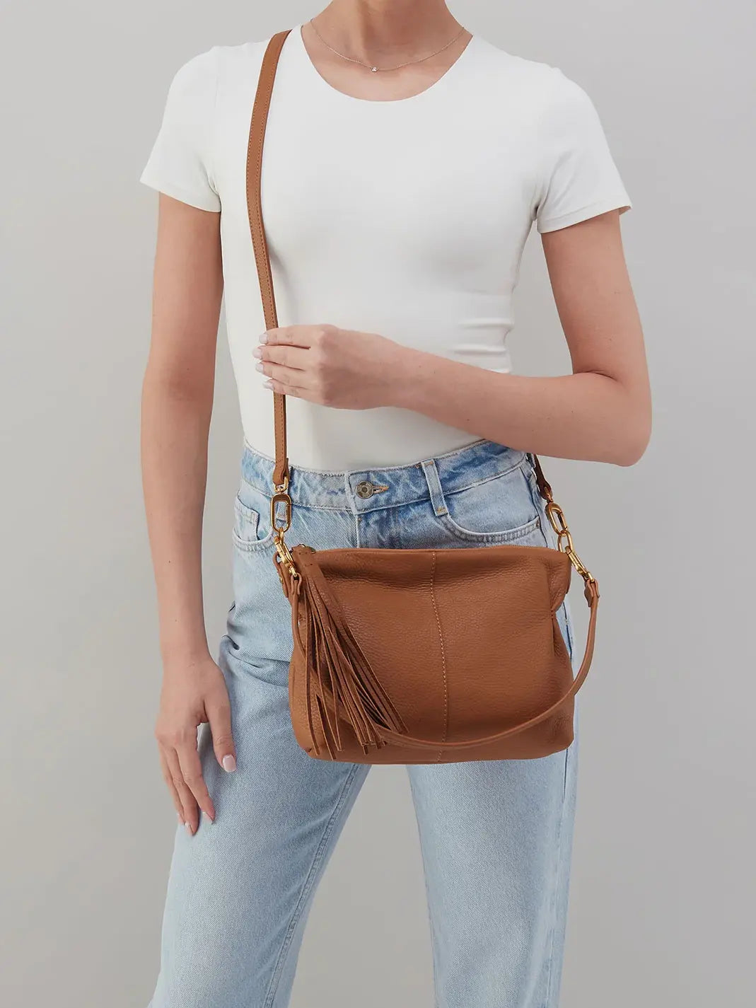 HOBO Kori Pebbled Leather Crossbody Warm Honey