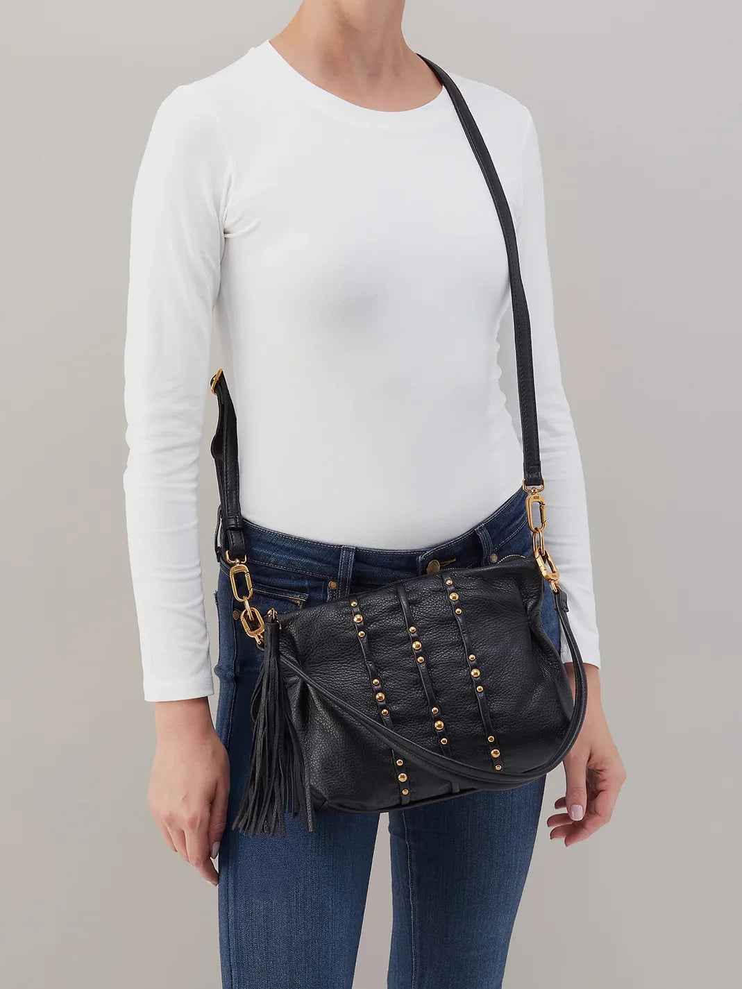 HOBO Kori Studs Crossbody Black Pebbled Leather