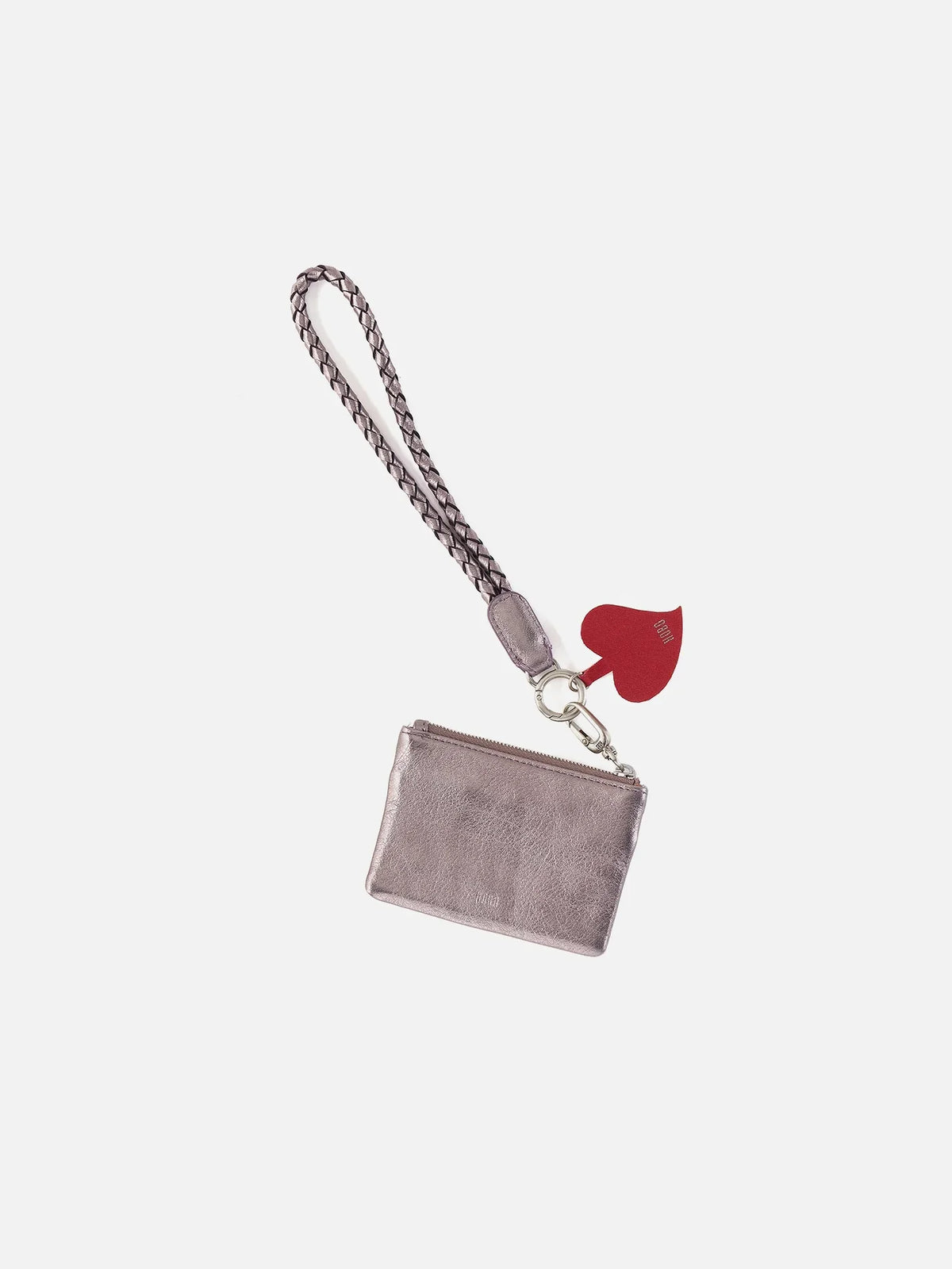 HOBO Lasso Metallic Leather Phone Wristlet Pewter Spur