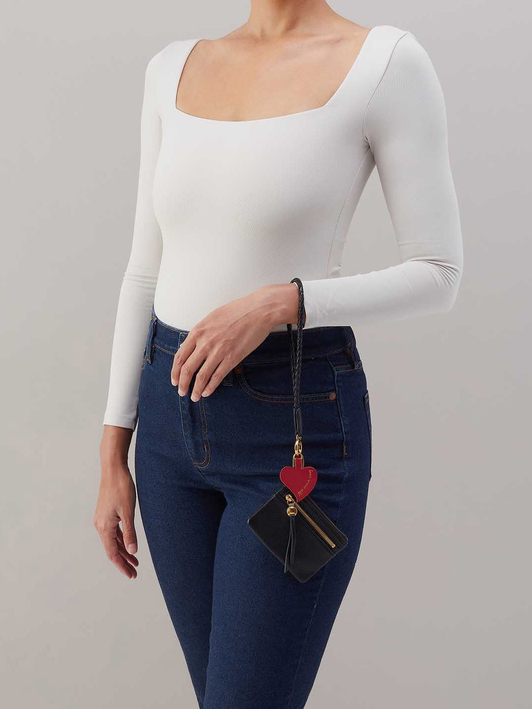 HOBO Lasso Phone Wristlet Black Pebbled Leather