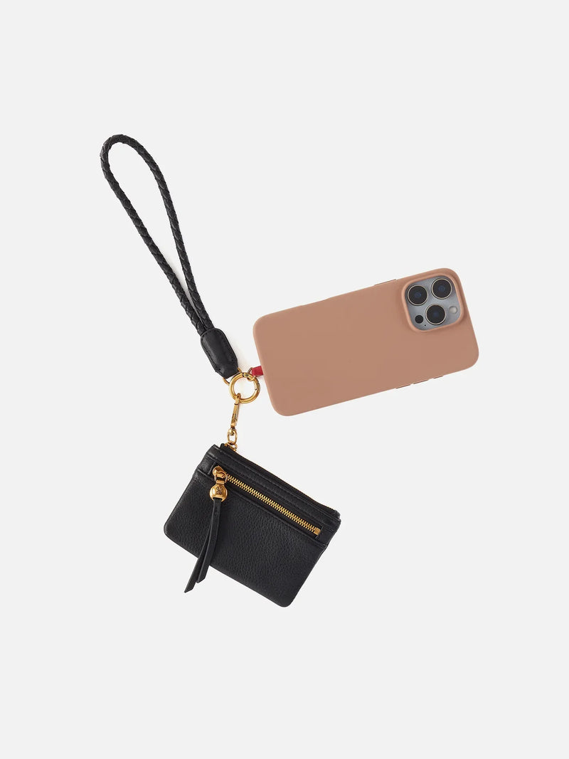 HOBO Lasso Phone Wristlet Black Pebbled Leather