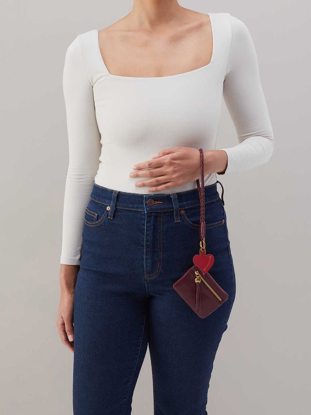 HOBO Lasso Phone Wristlet Mulberry Glaze Pebbled Leather